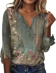 2024 autumn and winter Europe and the United States cross-border Amazon wish new foreign trade women's long sleeve printed national fashion T-shirt women
