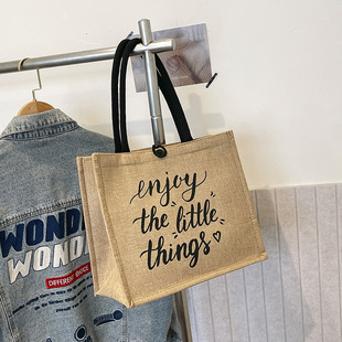Large Capacity Linen Underarm Bag Shopping Bag Printable Logo Commuter Tote Bag Women's Personalized Casual Portable Shoulder Bag