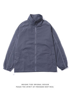 Casual 2024 Spring and Summer Thin Korean Style Loose Men's Vertical Collar Jacket Cardigan Work Windbreaker Jacket All-match Clothes