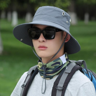 Hat Fisherman Hat Waterproof Men's and Women's Cowboy Hat Outdoor Sunshade Hiking Climbing Western Sunscreen Adjustable Big Head