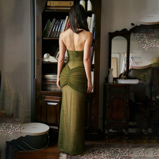 Europe and the United States cross-border hot 2024 new sexy fashion high-end slim strapless backless fishtail dress dress