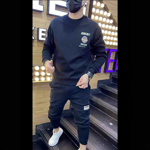 Fashionable ruffian handsome printed autumn and winter sweater men's spring and autumn Korean style new round neck loose top chic Hong Kong style trendy