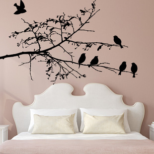 New AD49039 personalized black and white branch bird wall stickers bedroom living room home wall decoration stickers self-adhesive
