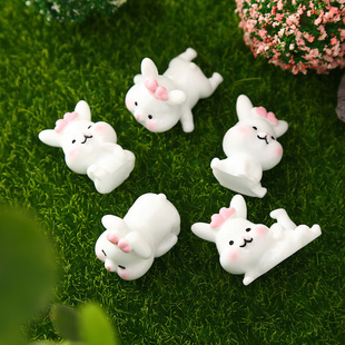 Micro Landscape Small Ornaments Cute Animal Rabbit Family Cute Rabbit Gardening New Year Resin Creative DIY Jewelry Accessories