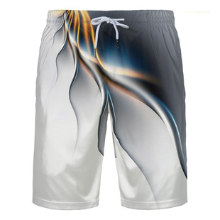 2023 New Luminous Printed Beach Pants Spot Wholesale Seaside Vacation Shorts Men's Large Size Printed Large Pants