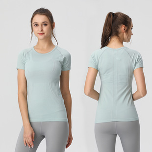2022 new yoga clothing women's top sexy quick-drying dance rhyme gym exercise morning exercise running crew neck short sleeve TS