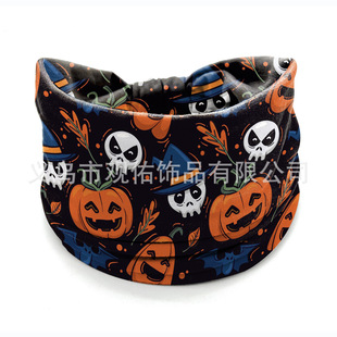 European and American New Printed Halloween Headband Skull Sport Stretch Wide-brim Knot Headband Headband Hair Accessories