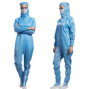 Anti-static grid oblique zipper conjoined dust-free clothing 100-level purification workshop work clothes with masks clean clothing customization