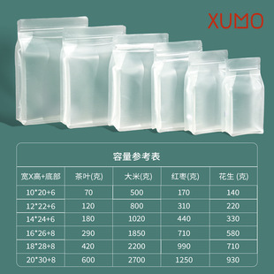 Xu Mu scented tea eight-sided sealing self-supporting self-sealing bag tea sealing pocket frosted zipper sealing waterproof thickening wholesale