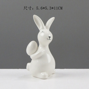 Ceramic Festival Cartoon Rabbit Modern Nordic Style Simple Creative Gift Ornaments Home Decorations Cross-border Foreign Trade