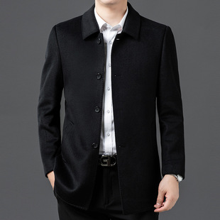 High-end Wool Woolen Coat Men's Mid-length Autumn and Winter Brand Business Woolen Top Casual Trenchcoat Men's Coat