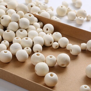 Factory Direct sales 6-20mm in stock wood color wooden beads round beads Maple loose beads with holes small wooden ball by Jin
