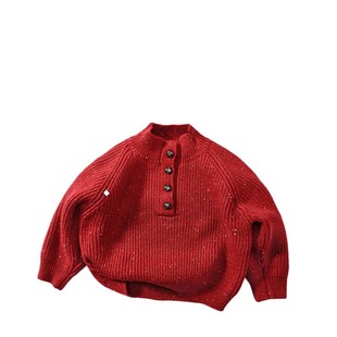 Autumn and Winter Korean New Children's Wear Children's Color Point Knitted Shirt New Year Christmas Red Girl's Sweater Pullover Top