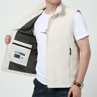 8822# Live New Leisure Breathable Vest Outdoor Photography Fishing Men's Cardigan Collar Logo