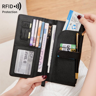 Cross-Border New Rfid Anti-Theft Brush Long Wallet 2025 Multi-Functional Travel Ticket Document Storage Passport Bag
