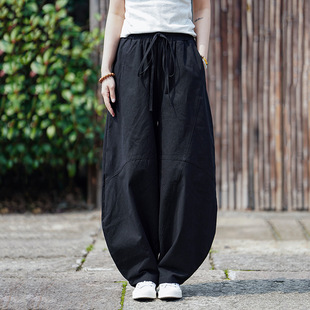 Chinese Style Linen Pants Men's Summer Thin Cotton and Linen Wide Leg Pants New Chinese Style Retro Men's Pants Oversized Loose Pants