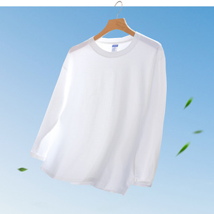 Men's white long-sleeved cotton T-shirt base casual simple all-match men's top T102