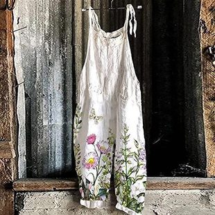 Foreign trade cross-border 2024 new women's clothing Amazon Europe and the United States summer sweet small fresh printing vintage suspenders