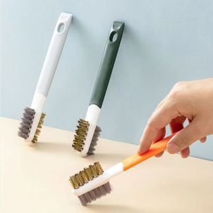 Gas Stove Brush Long Handle Encrypted Wire Brush Soft Bristle Brush Double-Sided Shovel Kitchen Range Hood Cleaning Tool