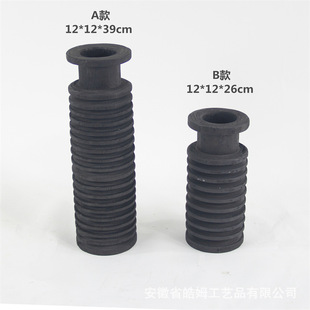 Factory Sales Handmade New Chinese Carbonized Wooden Ornaments Creative Thread Vase Homestay Hotel Art Decorations