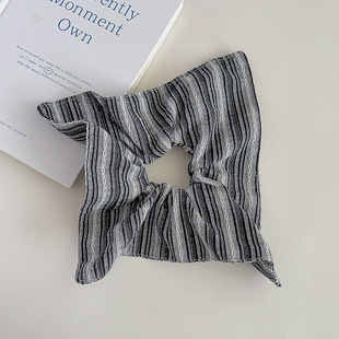 New refreshing sea salt striped square large intestine hair ring temperament horsetail head rope net red rubber band hair accessories wholesale