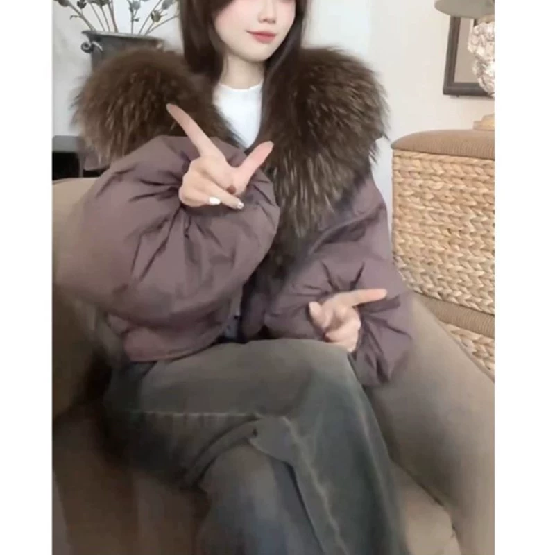 23761 Big Love Meiyuan 2025 новая зимняя модная теплая хлопковая одежда маленькая модная куртка с меховым воротником для женщин