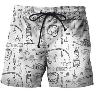 2023 cross-border Amazon trend fishing 3D digital printing leisure loose comfortable beach shorts manufacturers wholesale