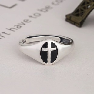 Glain Cross Ring Men's and Women's Simple High-end Gel Drop Finger Ring Fashion All-match Punk Style Ring