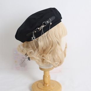Cool Metal Beret Women's Black Sweet Octagonal Hat Women's Autum Breathable Retro Elegant Elegant Painter Hat Trend