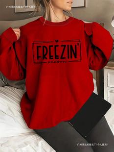 Women's casual crew-neck printed hoodie - soft polyester, ma