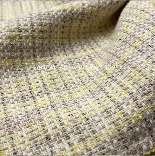 Factory direct yellow plaid cotton woolen small fragrant wind fabric shoes and hats bags fashion women's clothing fabric wholesale