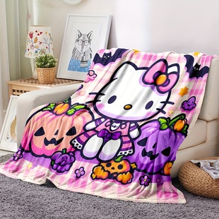 Хэллоуин Sanrio с принтом фланелевое одеяло однослойное цифровое печатное мультяшное одеяло для кондиционирования воздуха одеяло temu оптом