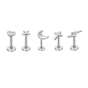G23 Titanium Alloy Simple Fashion Foundation Star Moon Internal Thread Lip Stud Earrings F136 Piercing Jewelry