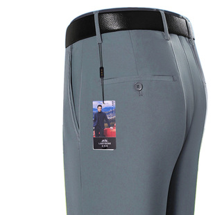 Classic Car Summer Thin High-end Mulberry Silk Super-hanging Non-ironing Pants Middle-aged and Elderly High Waist Loose Dad's Men's Pants