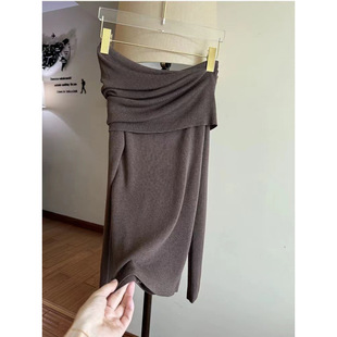 Pure Desire Style Sexy off-shoulder Long-sleeved Knitwear Women's Autumn New Design Sense Hot Girl Slim-fit Base Shirt Top