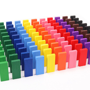 Children's Color Dominoes Wooden Building Blocks Toys Baby Educational Early Education Parent-Child Interactive Games Wholesale