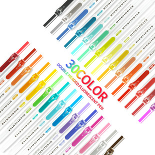 Double Head 30 Color Highlighter suit Student Marking Stroke Key Marker High Color Value Hand Account Pen Wholesale