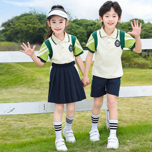 Children's School Uniform Set Primary and Secondary School Students' Class Uniform Summer Kindergarten Garden Uniform Summer First Grade Class Uniform Graduation Photo Performance