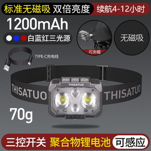 Strong Light Super Bright Night Fishing Headlamp Long Endurance Fishing Induction Charging Headlight Cap Lamp