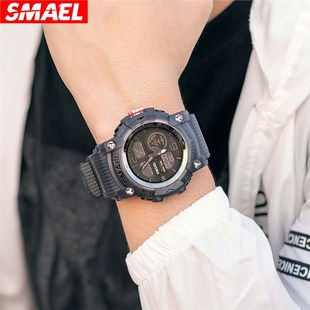 SMAEL New Outdoor Transparent Watch Men's Outdoor Cool Double Display Waterproof Luminous Electronic Watch