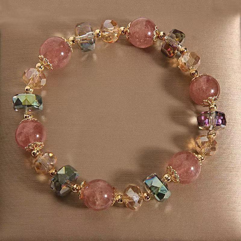 New Chinese-Style Explosion Flower Butterfly Bracelet for Women, Sweet and Fresh Forest-Style Glass Bead Bracelet, Student Best Friend Birthday Gift