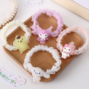 New Sanrio Hair Ring Cute Kulomi Sweet Hair Rope Pudding Dog Small Intestinal Rubber Tendon Simple Student Hair Rope