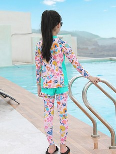 Children's Swimwear Girls' Split Long Sleeve Trousers Sun Protection Jellyfish Clothing Baby Swimming Diving Suit Small and Large Girls