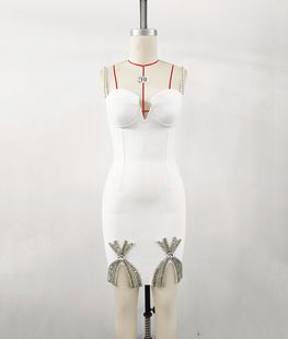 Independent Station Hot Sale Bow Diamond dress Women High-end European and American Bandage Dress Evening Dress Party Banquet