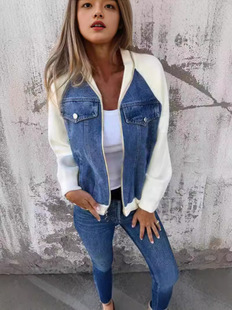 Cross-border Amazon Europe and the United States 2024 Autumn and Winter New Woolen Stitching Jacket Casual Fashion Rubbing Sleeve Jacket Women's Clothing