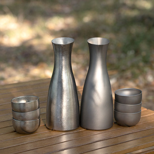 Outdoor Pure Titanium Wine Jug Titanium Wine Jug Wine Warmer Vintage Wine suit Titanium Metal Spirits Ironing Bottle