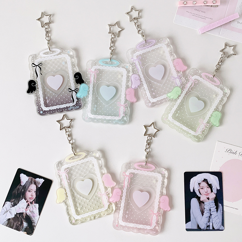 Girly Transparent Angel Polka Dot 3inch Card Holder Student Concert Support Fan Card Holder Pendant Card Holder