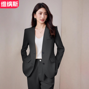 2025 new spring and autumn broadcast host leisure professional suit suit overalls collarless suit jacket women