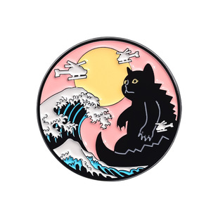 Color Japanese and Korean Style Travel Scenery Series Metal Badge Brooch Silk Towel Buckle Gift Exquisite Small Wave
