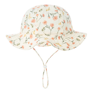 Children's Cotton Gauze Brim Sunshade Hat Adjustable Double Crepe Fisherman Hat Baby Printed Basin Hat